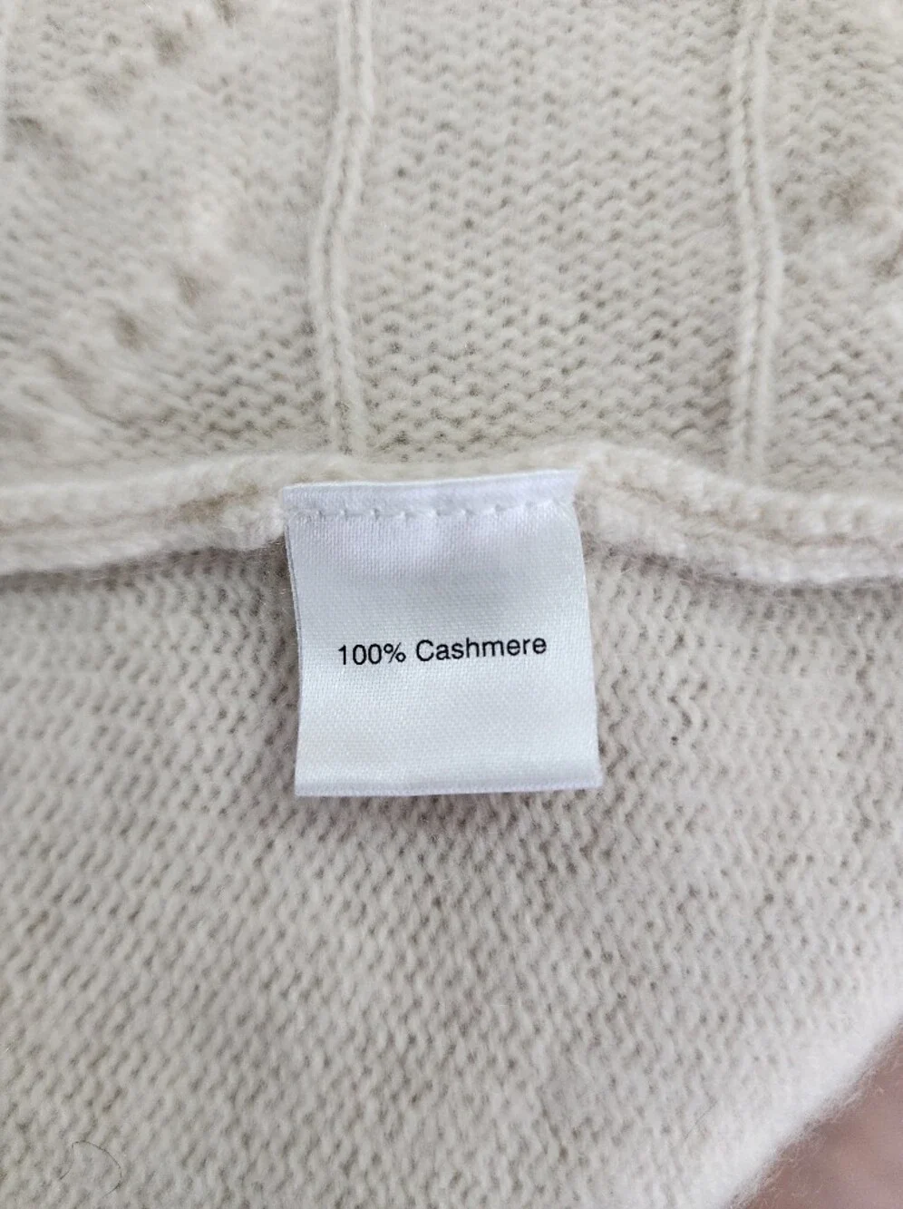 Saks Fifth Avenue 100% Cashmere Cable Knit Waterfall Cardigan XL Cream